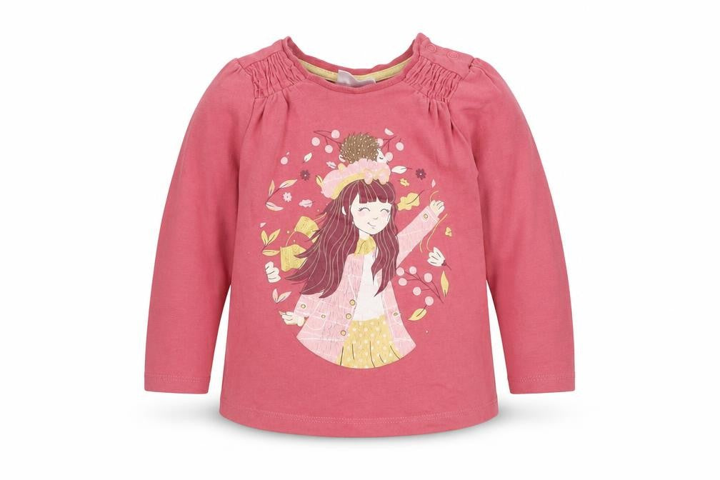 Front view of So Cute girls’ pink cotton basic t-shirt, size 9-12, months round neck pullover