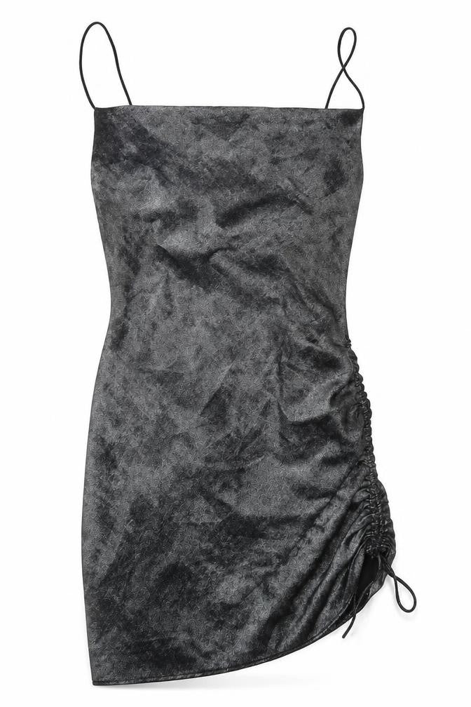 Front view of Topshop women’s silver polyester bodycon, size UK 8, square neck