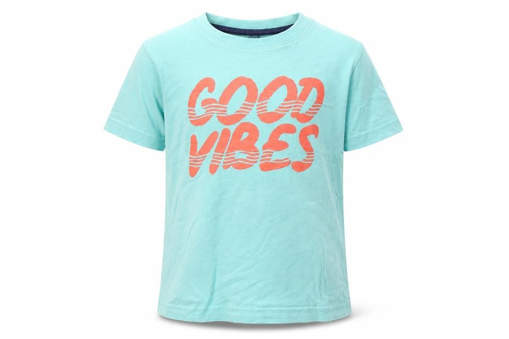 Front view of Primark boys’ green cotton basic t-shirt, size 3-4, years round neck
