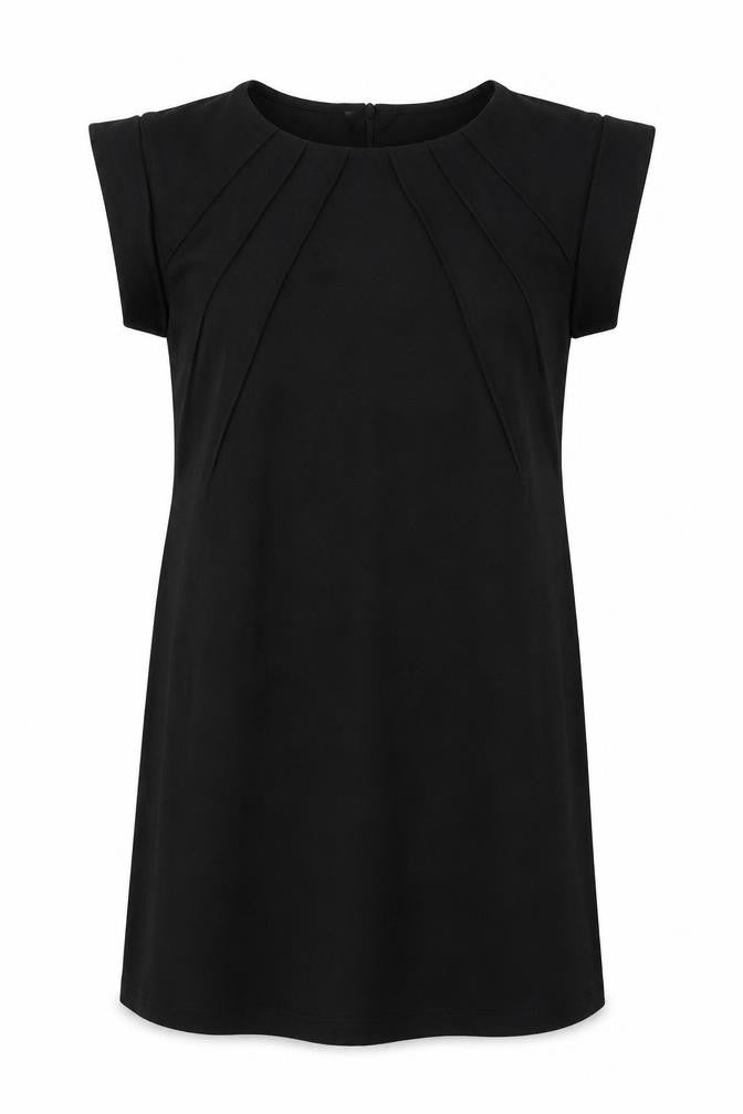 Front view of Dorothy Perkins women’s black polyester shift, size UK 12, round neck
