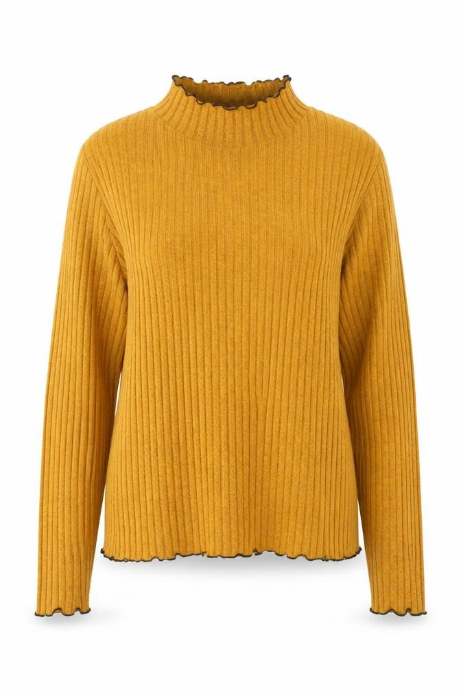 Front view of Primark women’s yellow round neck polyester jumper, size L