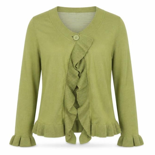 Moda Womens Green Round Neck  Acrylic Cardigan Jumper Size 14