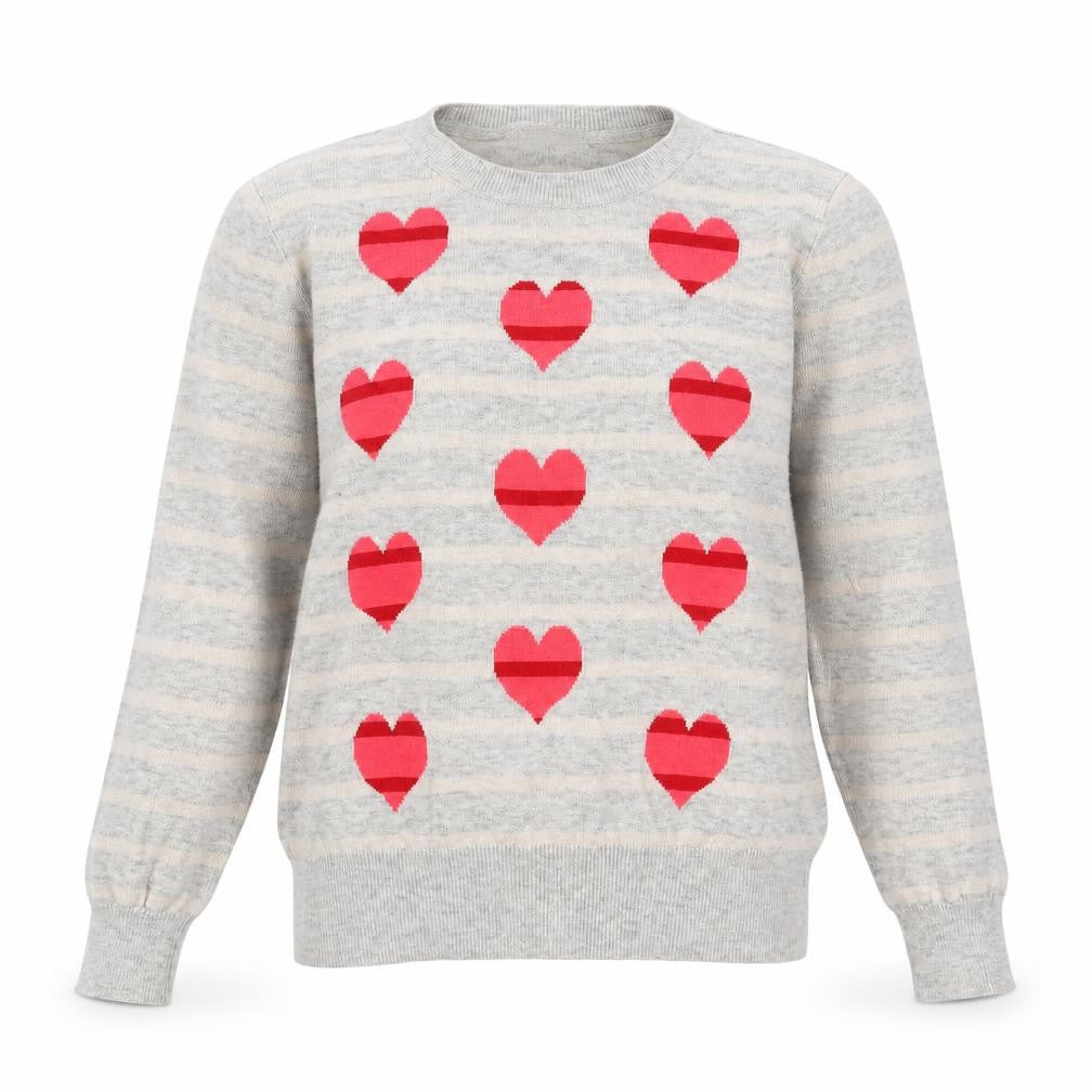 Front view of Red Herring women’s grey round neck geometric polyester jumper, size UK 12