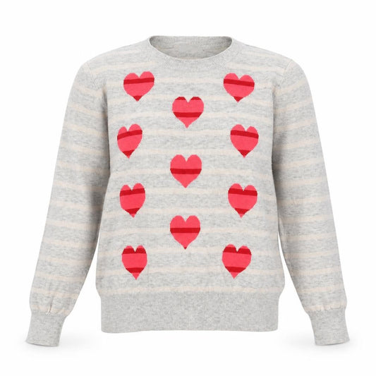 Front view of Red Herring women’s grey round neck geometric polyester jumper, size UK 12
