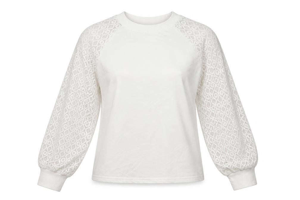 Front view of SHEIN women’s white polyester pullover sweatshirt, size S