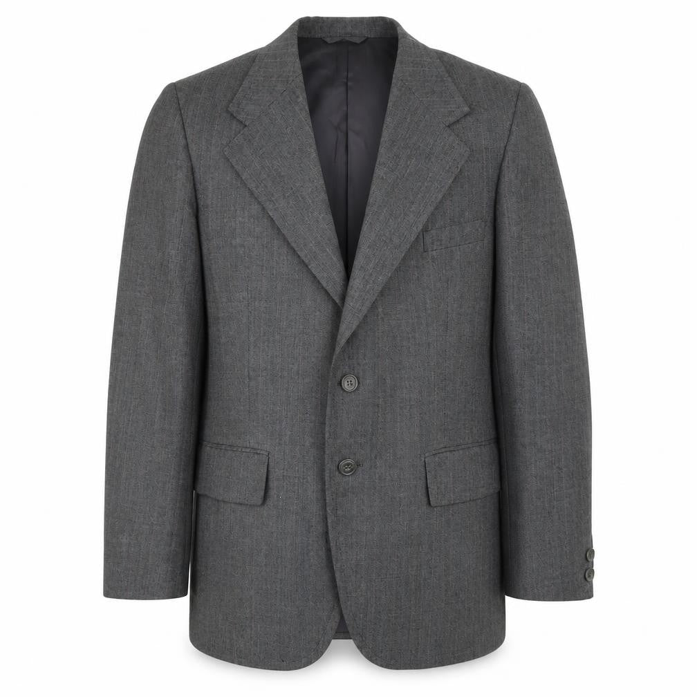 Front view of Burton men’s grey polyester jacket suit jacket, size 42