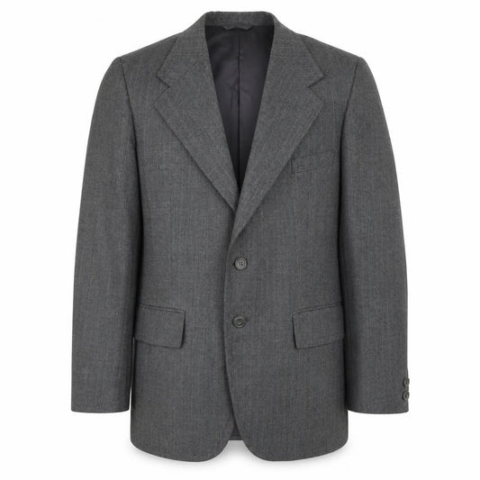 Front view of Burton men’s grey polyester jacket suit jacket, size 42