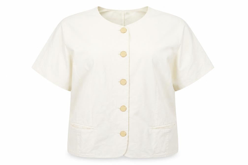Front view of ara women’s white jacket, size UK 10, button