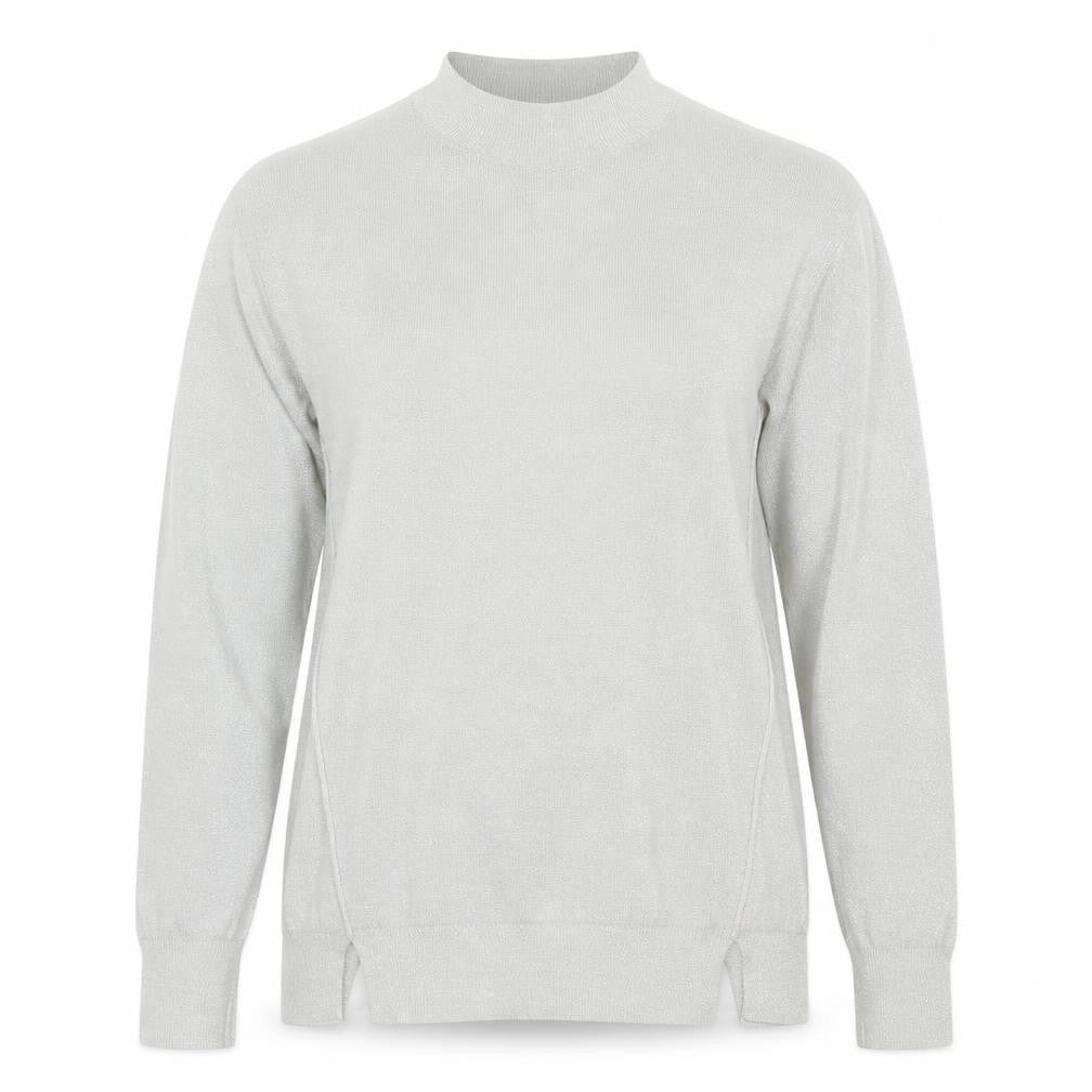 Front view of Next women’s silver v-neck viscose jumper, size UK 6