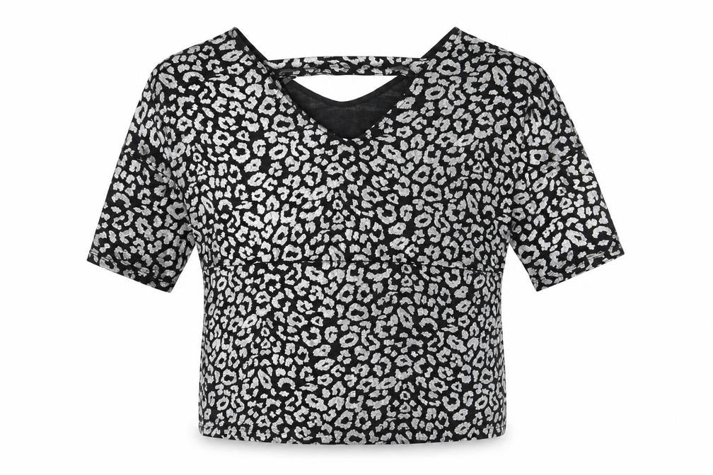 Front view of Anthology women’s silver geometric polyester basic blouse, size UK 10, v-neck