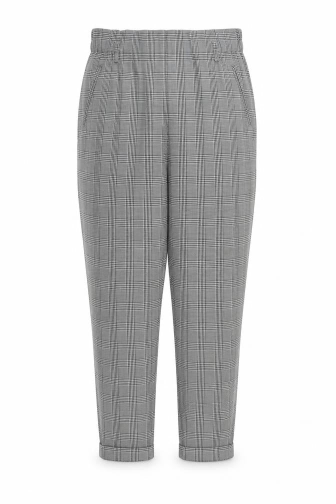 Zara Womens Black Plaid Polyester Carrot Trousers Size M L27 in Regular