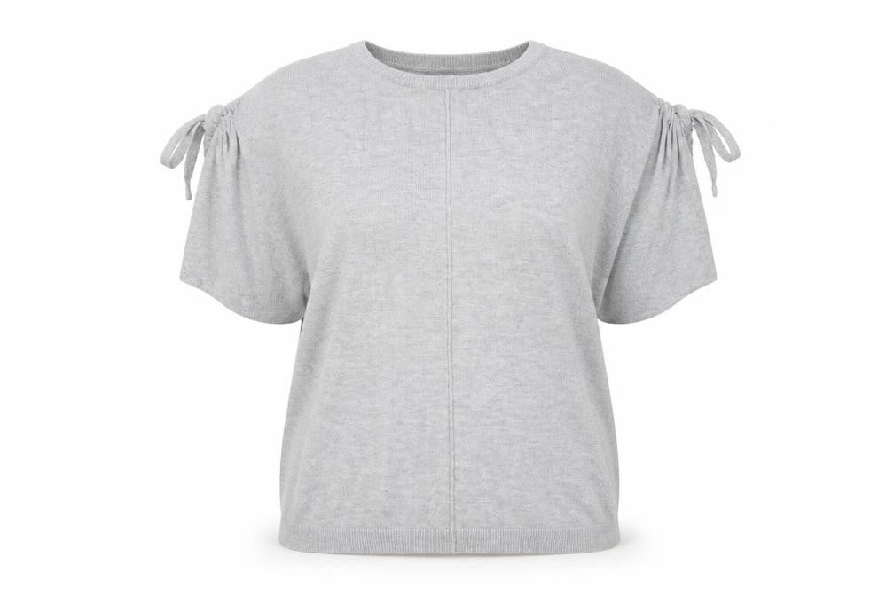 Front view of F&F women’s grey viscose basic t-shirt, size UK 12, round neck