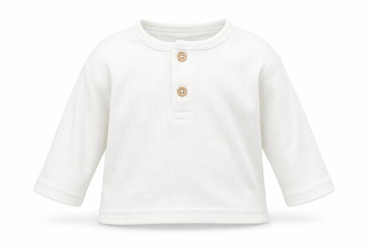 Front view of Tu Baby White Cotton Basic Casual, size 0-3, Months Round Neck