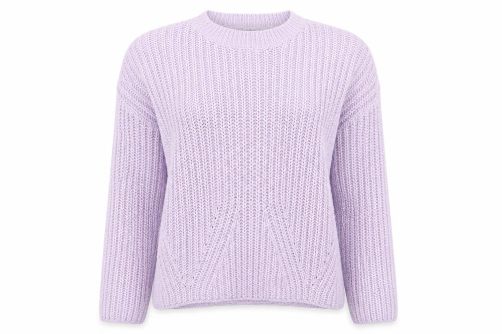Front view of Only women’s purple crew neck acrylic jumper, size S