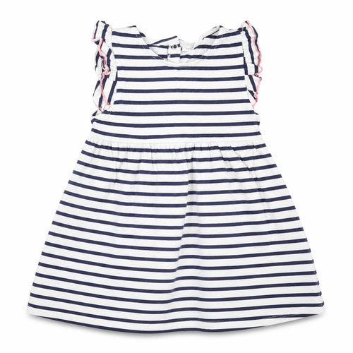 NEXT Girls White Striped Cotton A-Line  Size 12-18 Months  Crew Neck Pullover
