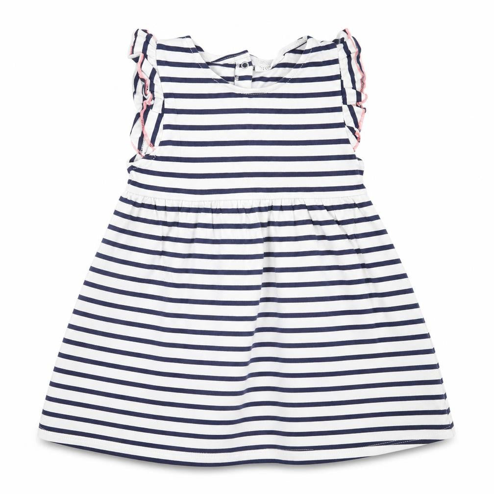 NEXT Girls White Striped Cotton A-Line  Size 12-18 Months  Crew Neck Pullover