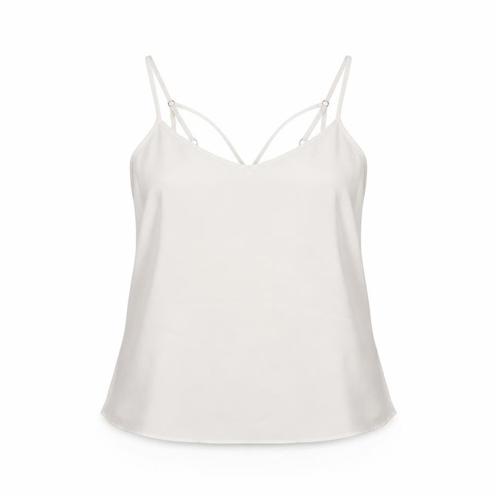 Front view of River Island women’s white polyester basic t-shirt, size UK 6, v-neck