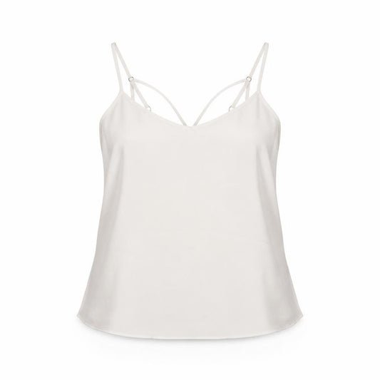 Front view of River Island women’s white polyester basic t-shirt, size UK 6, v-neck