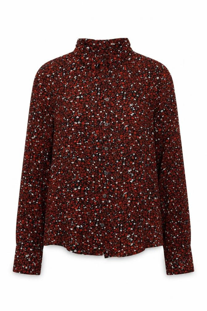 Garcia Womens Red Floral Modal Basic Button-Up Size XS Collared