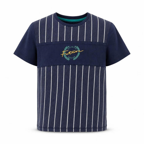 George Boys Blue Striped 100% Cotton Kimono T-Shirt Size 11-12 Years Crew Neck