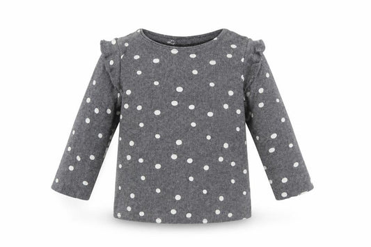 Front view of Next boys’ grey polka dot cotton jumper, size 3-6, months