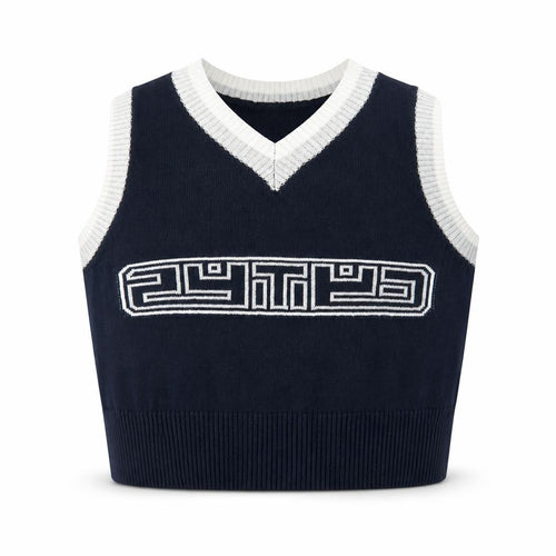 SheIn Girls Blue V-Neck  Cotton Pullover Jumper Size 6-7 Years