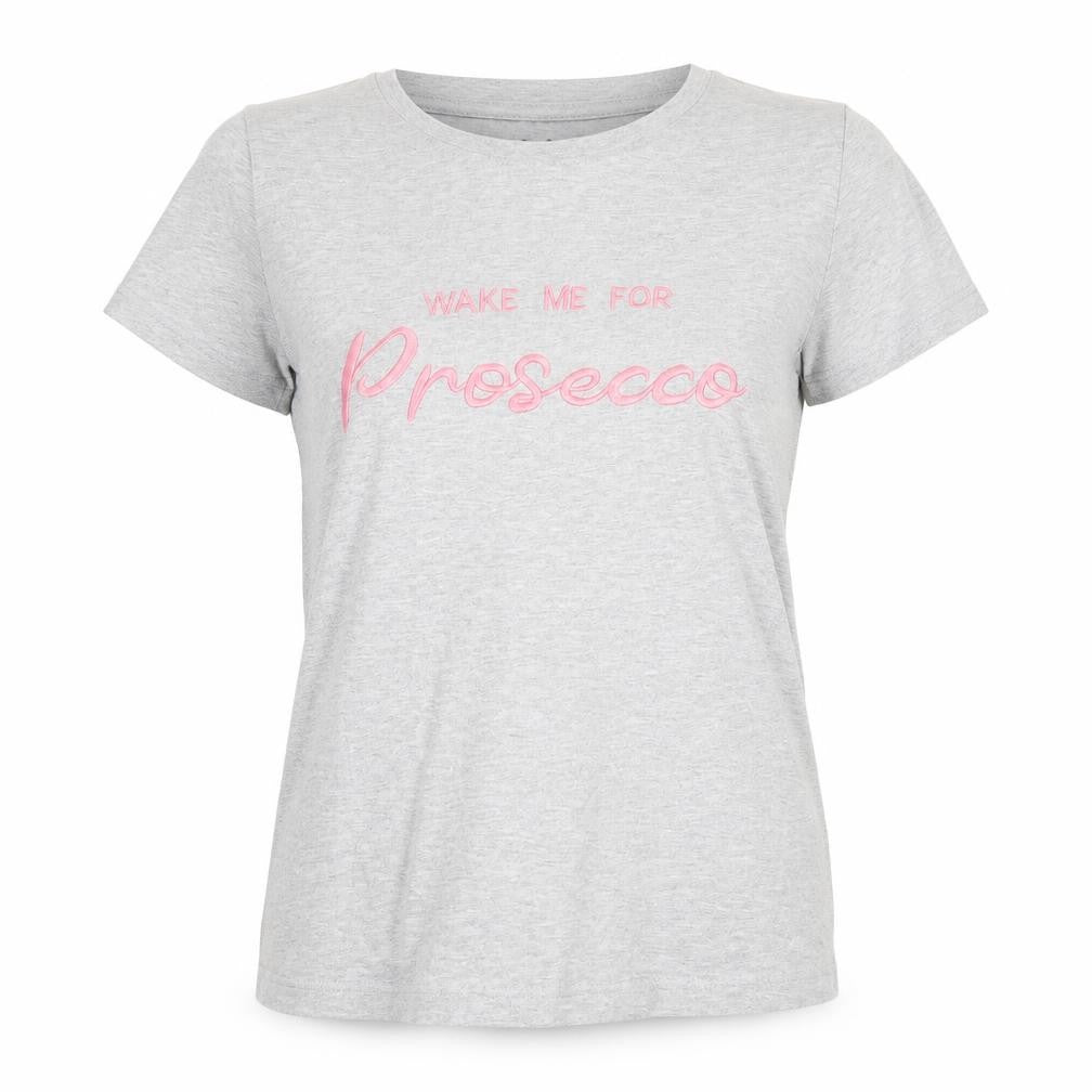 Front view of Very women’s grey cotton basic t-shirt, size UK 8, round neck - prosecco