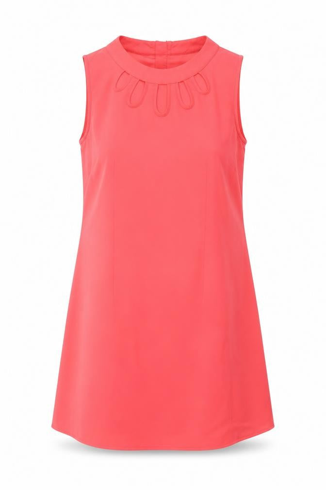 Front view of Rage women’s red polyester a-line, size UK 12, round neck