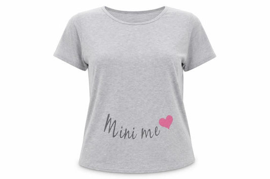 Front view of Boohoo women’s grey polyester basic t-shirt, size UK 10, round neck - mini me