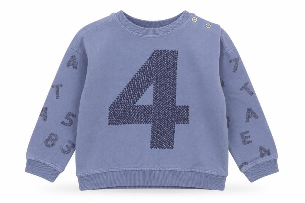 Front view of H&M boys’ blue cotton pullover sweatshirt, size 2, years pullover - 4