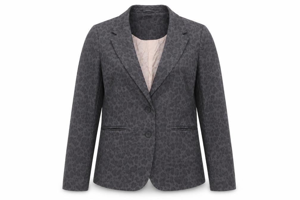 Sanwich Womens Grey Animal Print Cotton Jacket Suit Jacket Size 12