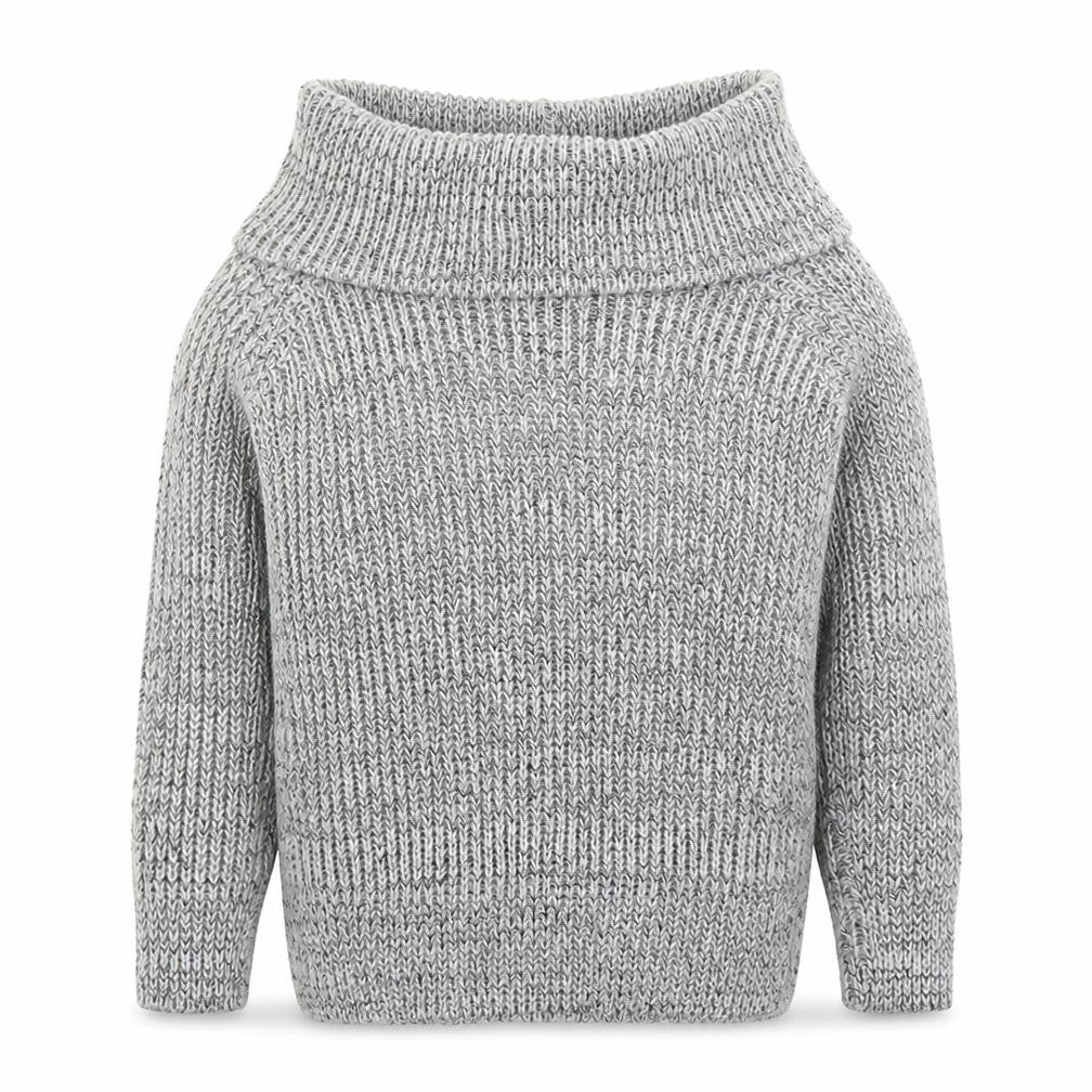 Front view of New Look women’s grey roll neck acrylic jumper, size UK 6