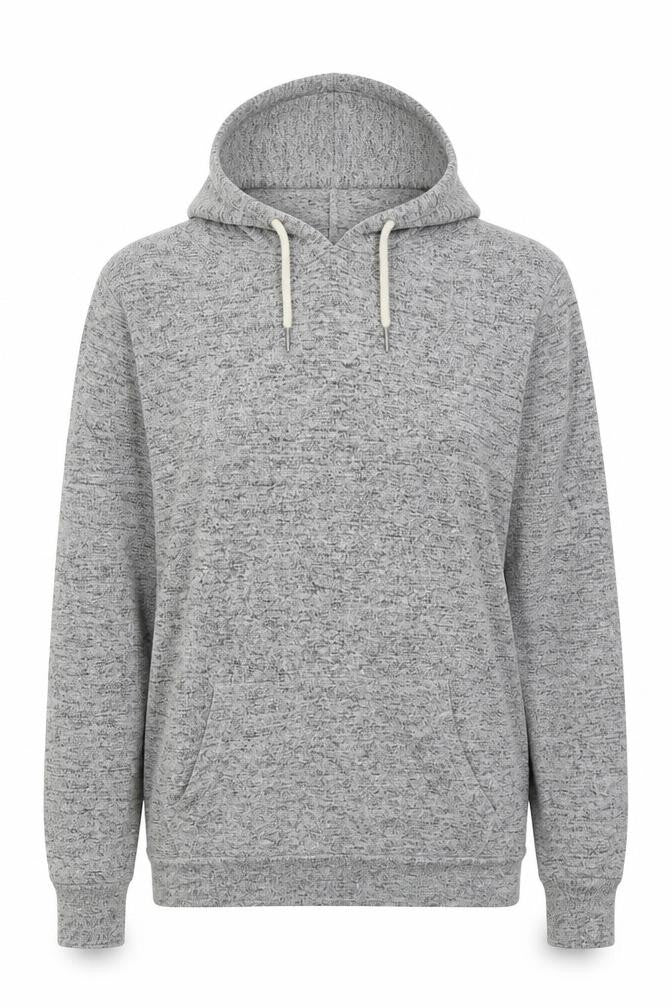 Front view of Atmosphere women’s grey viscose pullover hoodie, size UK 10, pullover