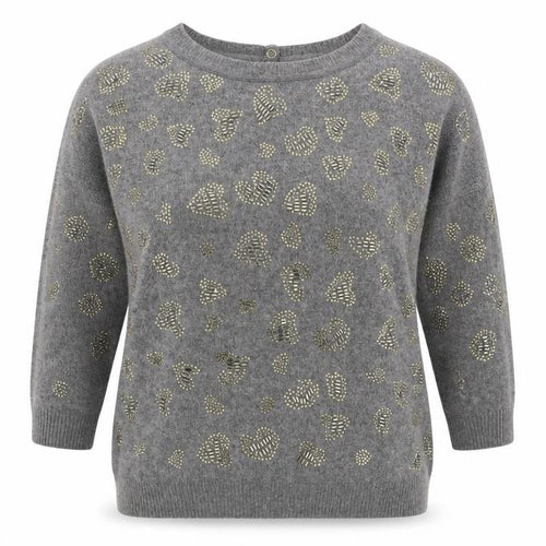 Preworn Womens Grey Boat Neck Animal Print Acrylic Pullover Jumper Size M