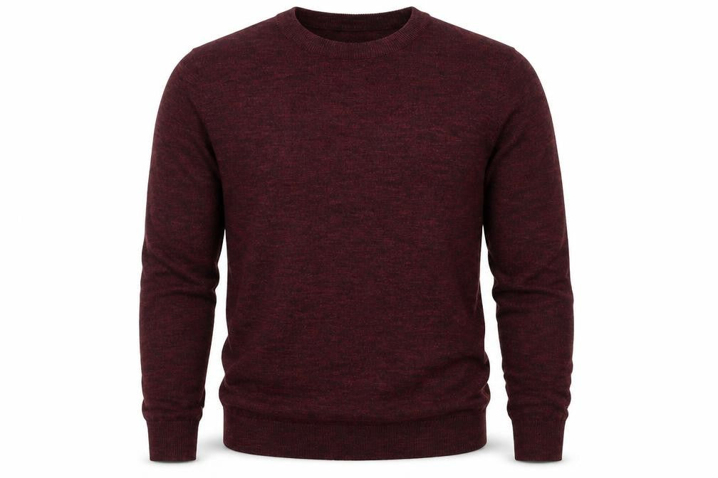 Front view of M&Co men’s red crew neck cotton jumper, size M