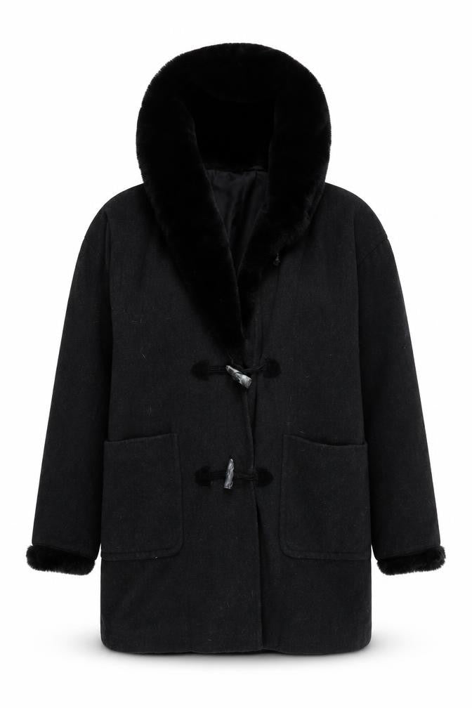 Front view of Dorothy Perkins women’s grey pea coat coatigan, size UK 12, button