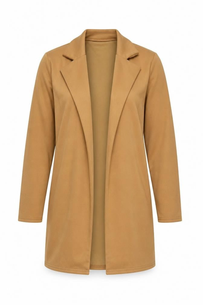 Front view of PRETTYLITTLETHING women’s brown jacket, size UK 12