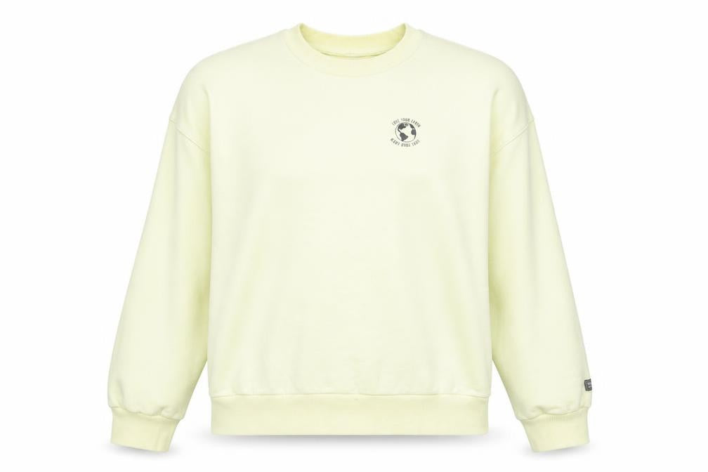 Front view of Divided women’s yellow cotton pullover sweatshirt, size M