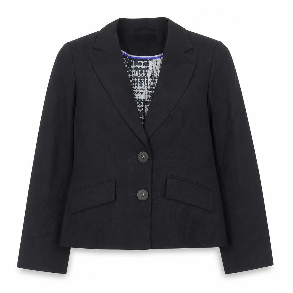 Front view of Collection women’s grey spotted polyester jacket suit jacket, size UK 14