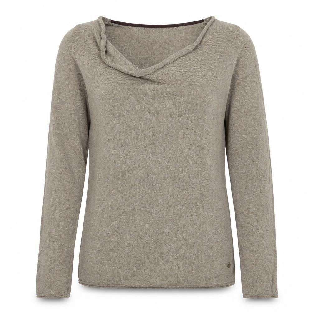 Front view of Tom Tailor women’s beige round neck cotton jumper, size S