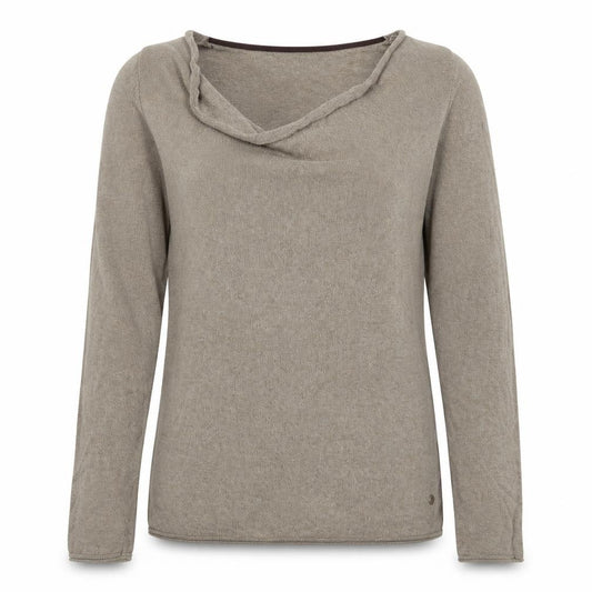 Front view of Tom Tailor women’s beige round neck cotton jumper, size S