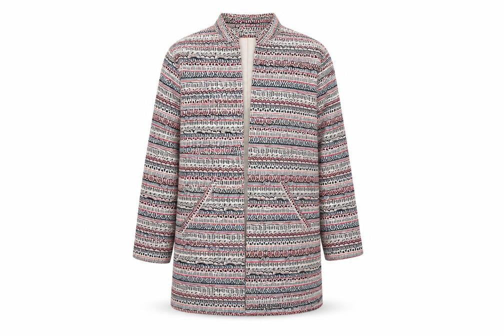 Front view of Luke Lovely women’s multicoloured geometric jacket, size S
