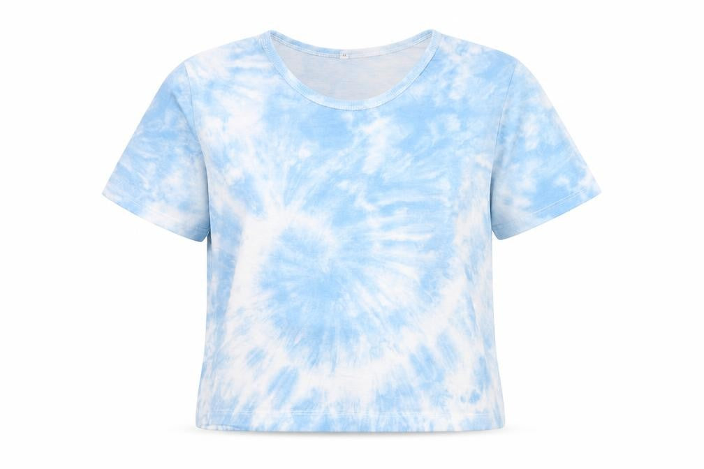Front view of SHEIN girls’ blue cotton basic t-shirt, size M, round neck pullover