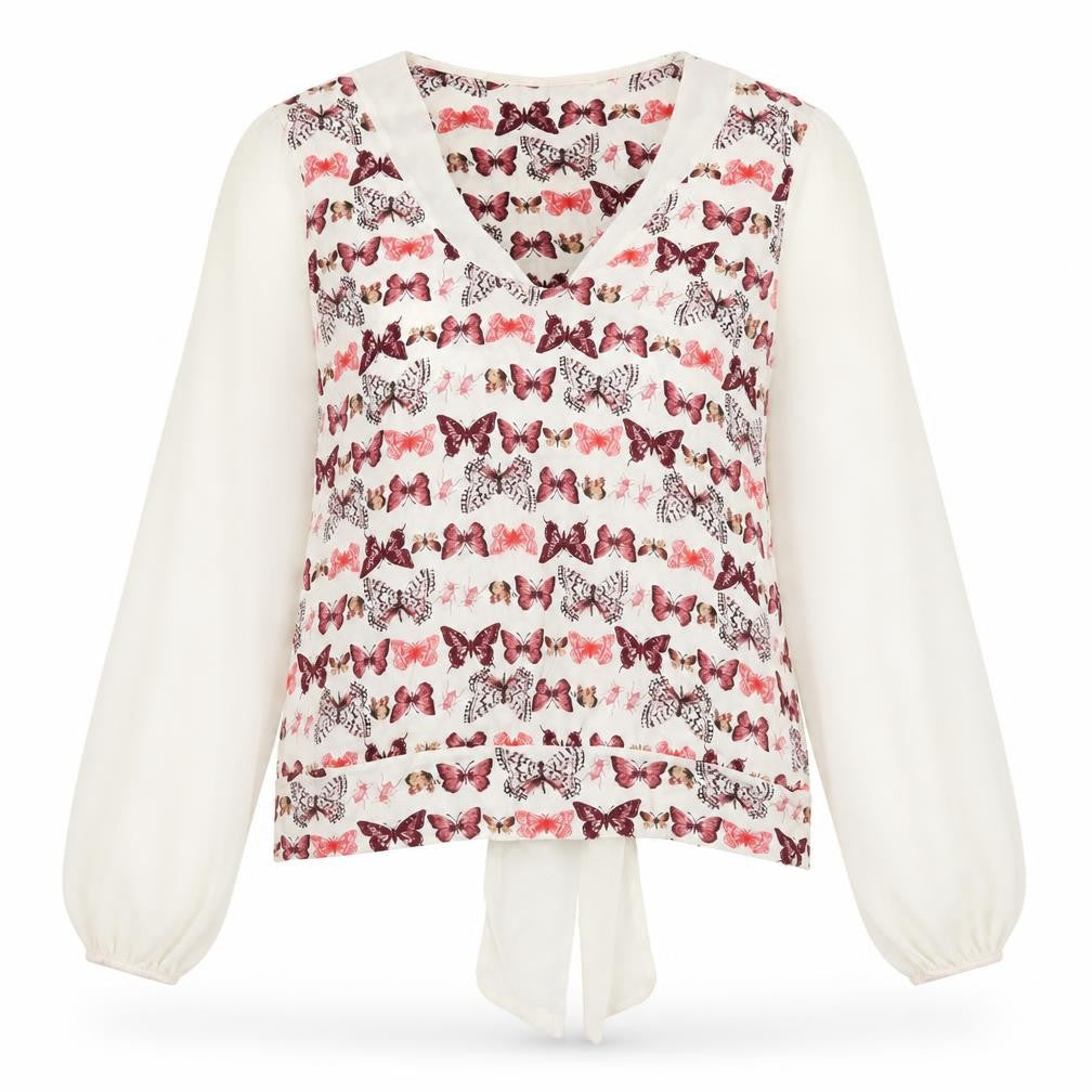 Front view of Next women’s multicoloured floral viscose basic blouse, size UK 12, round neck
