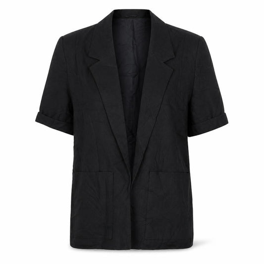 Front view of Debenhams women’s black polyester jacket suit, size UK 12