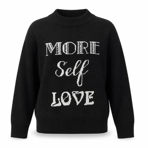 Papaya Womens Black Mock Neck  Cotton Pullover Jumper Size S   - More Self Love