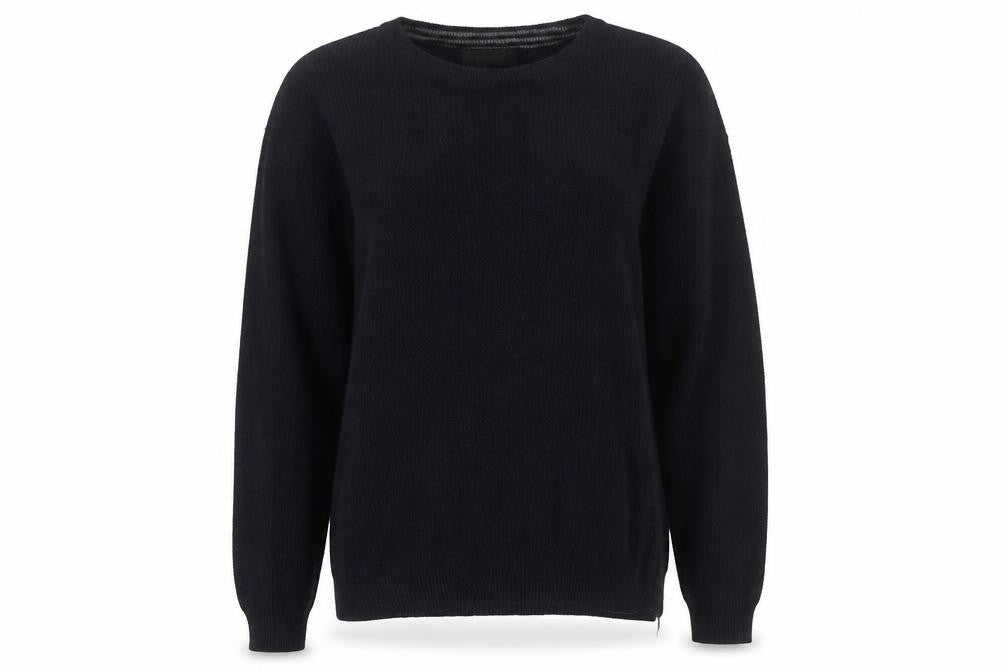 Front view of River Island women’s blue round neck acrylic jumper, size S