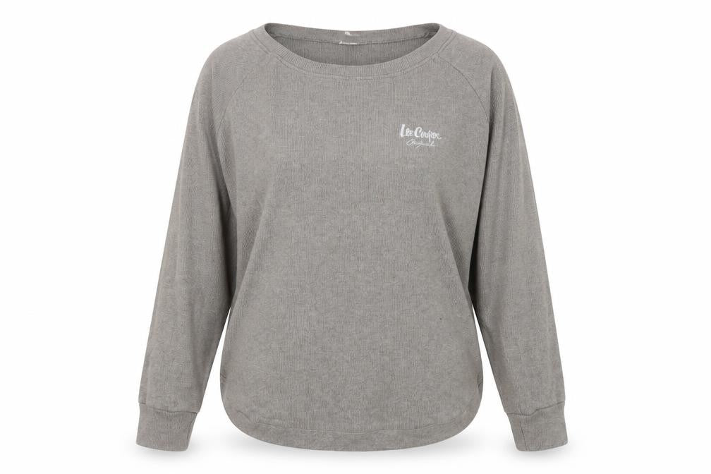 Front view of Lee Cooper women’s beige cotton pullover sweatshirt, size UK 10