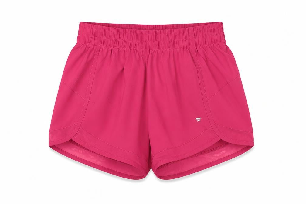Front view of WorkOut women’s pink polyester sweat shorts, size UK 6, regular