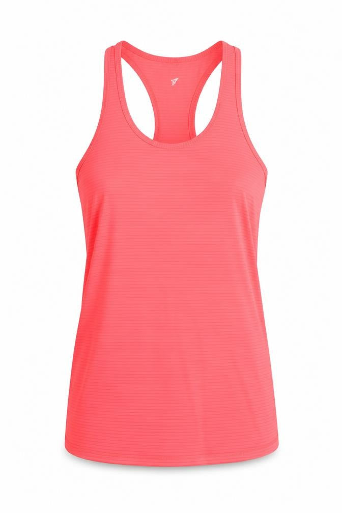 Front view of Primark women’s pink polyester pullover tank, size UK 8, scoop neck pullover